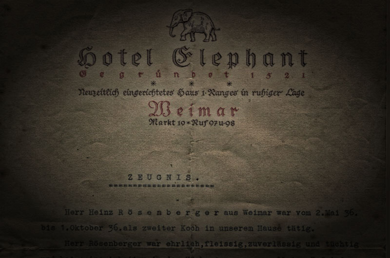 Zeugnis Hotel Elephant, Weimar
